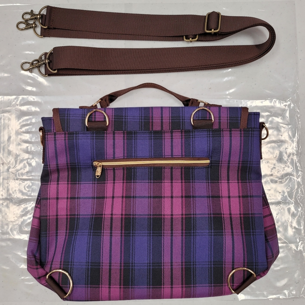 Waterproof Plaid Handbag Backpack Crossbody Bag - Picture 11 of 15